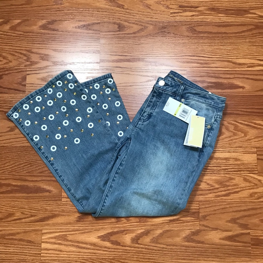 🌸Sale🌸 Michael Kors Jeans Embl Izzy Cropped Flare Slim Women's JS99CPL6TW - Picture 5 of 8